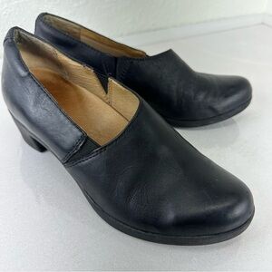 Dansko booties Camdyn black burnished Leather Slip On Block Low Heel academia